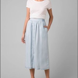 EUC Prana Chambray Midi Skirt in S